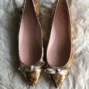 Kate Spade gold+silver sequin ballet flats sz 8